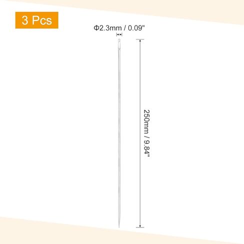 uxcell 3 Pcs Large Eye Sewing Needles, 3.94 Inch 2.3mm Steel Embroidery Thread Needle Sewing Big Eye Needle Knitting Needles for Hand Sewing Art Crafts, Silver in Kuwait