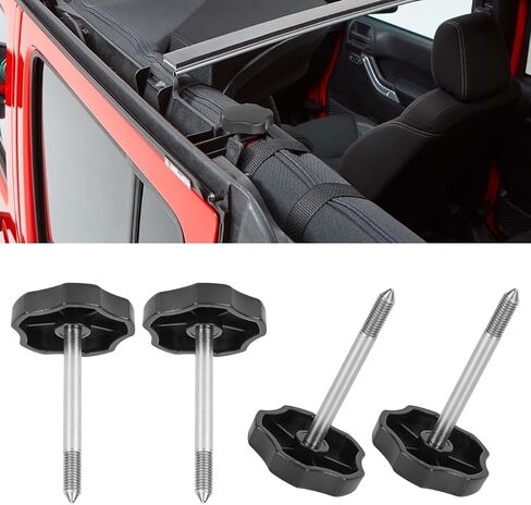 4 PCS Soft Top Door Surround Knobs Kits Window Frame Knobs Screws with Pin Compatible with for 1997-2018 Jeep Wrangler TJ/JK in Saudi Arabia