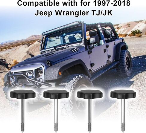 4 PCS Soft Top Door Surround Knobs Kits Window Frame Knobs Screws with Pin Compatible with for 1997-2018 Jeep Wrangler TJ/JK in Saudi Arabia