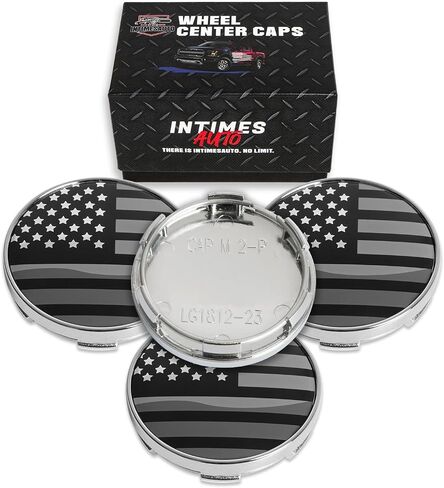 83MM 3.25 Inch Wheel Center Caps Rim Wheel Center Hub Caps, Pack of 4 Gloss Black with American Flag in Kuwait
