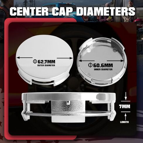 83MM 3.25 Inch Wheel Center Caps Rim Wheel Center Hub Caps, Pack of 4 Gloss Black with American Flag in Kuwait