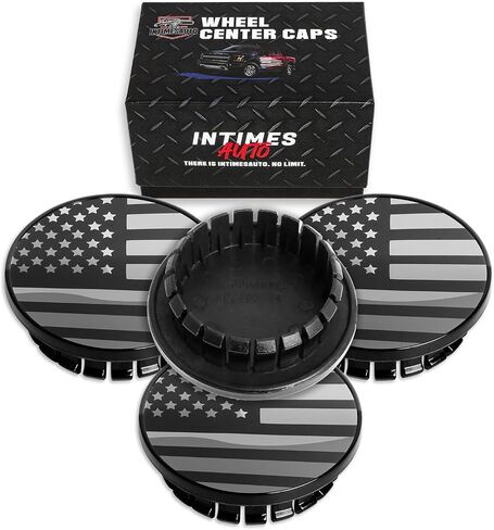 83MM 3.25 Inch Wheel Center Caps Rim Wheel Center Hub Caps, Pack of 4 Gloss Black with American Flag in Kuwait