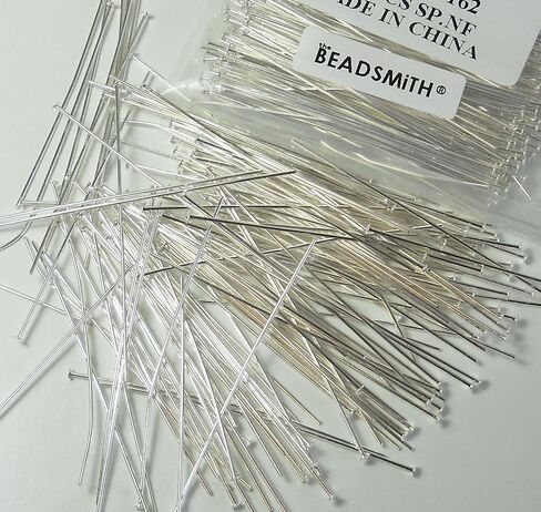 144 Head Pins .029dia X 2.25 Inch Silver Plating Over Brass Standard 21 Gauge Wire Beadsmith Headpins in Saudi Arabia
