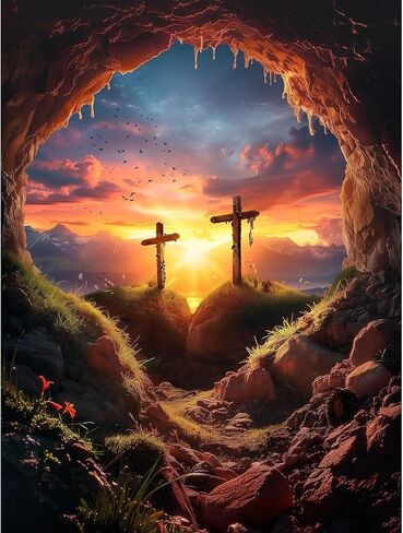 مجموعات الرسم الفني الماسي Sonsage Jesus للبالغين، طلاء المسيح دين عيد الفصح 5D بواسطة جوهرة الحفر المستديرة الكاملة DIY Belief Craft لديكور الحائط المنزلي هدية 16 * 12 بوصة in Saudi Arabia