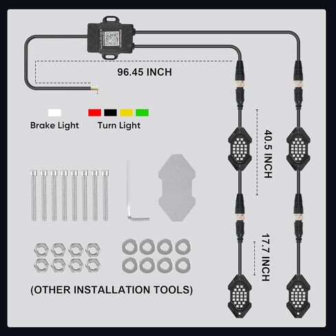 أضواء الصخور LED - التحكم في RGB عبر التطبيق، مقاومة للماء IP68، وظيفة الضوء/الفرامل 12 فولت، أضواء تحت الوهج لـ UTV، ATV - 4 كبسولات in Kuwait