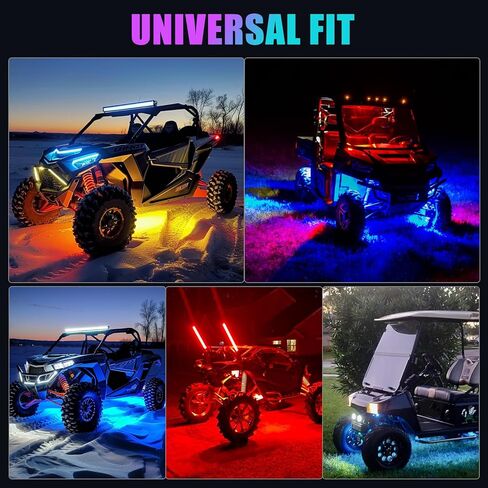 أضواء الصخور LED - التحكم في RGB عبر التطبيق، مقاومة للماء IP68، وظيفة الضوء/الفرامل 12 فولت، أضواء تحت الوهج لـ UTV، ATV - 4 كبسولات in Kuwait