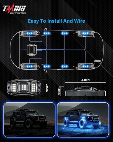 Rock Lights for Trucks 8 Pods,RGB Underglow Lights for Trucks with App Control Flashing Music Mode RGB Rock Lights for UTV SUV ATV RZR Truck Accessories in Kuwait