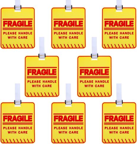 2 Pcs Fragile Luggage Tags for Baggage Bright Double Side Travel Bag Tag for Women Men Suitcases Carry-on Handbag – 5 x 4 Inches Big and Bright Size - Easy to Spot in Saudi Arabia
