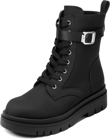 DREAM PAIRS Women's Sdab2209w-n Chelsea Platform Combat Boots Lace Up Lug Sole Buckle Ankle Booties Shoes, Size 6, White in Saudi Arabia