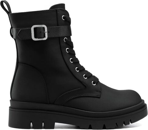 DREAM PAIRS Women's Sdab2209w-n Chelsea Platform Combat Boots Lace Up Lug Sole Buckle Ankle Booties Shoes, Size 6, White in Saudi Arabia