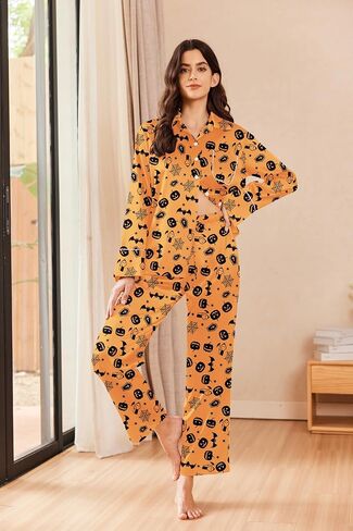 Ekouaer Silk Pajamas for Women Satin Pajama Sets Button Down Lounge Sets Silky Pajama Long Pants Sleepwear with Pockets in Saudi Arabia