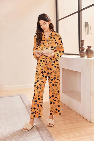 Ekouaer Silk Pajamas for Women Satin Pajama Sets Button Down Lounge Sets Silky Pajama Long Pants Sleepwear with Pockets in Saudi Arabia