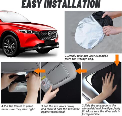 Bestview Windshield Sunshade Compatible with 2019-2024 Mazda CX-30 CX30 Accessories, Front Window Sunshade Sun Visor Protector Block UV Rays Heat, Foldable 2 Layers 210T Material in Saudi Arabia