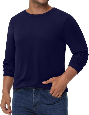 Ficerd 3 Pack Men's Big and Tall Shirts Long Sleeve Cotton Tee Crew Neck Oversize Tops Casual Loose Fit Knitted T Shirts in Saudi Arabia