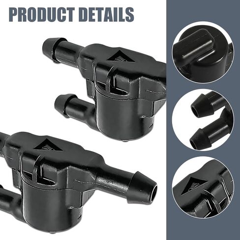 Pack-2 Car Windshield Three-way Water Pipe Joint, Wiper Washer Check Valve Accessory to Avoid Backflow, Hose Nozzle Connector Replacement Parts 8532128020, Compatible with Lexus Models (Black) in Saudi Arabia