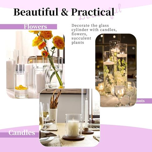Glass Hurricane Candle Holder Set of 6, Pillar Candle Holders for Table Centerpiece, Clear Glass Cylinder Candleholder, Chimney Tube, Clear Vases for Floating Candles Wedding Decorations in Saudi Arabia