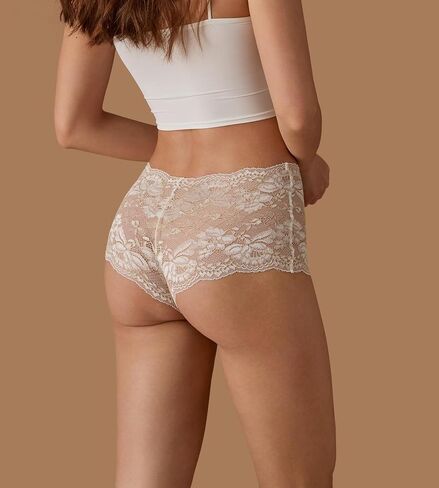 SHARICCA Lace Boyshort Underwear for Women Sexy Cheeky Boy Shorts Panties Soft V-shape Boxers Briefs Pack in Saudi Arabia
