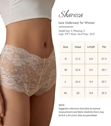 SHARICCA Lace Boyshort Underwear for Women Sexy Cheeky Boy Shorts Panties Soft V-shape Boxers Briefs Pack in Saudi Arabia