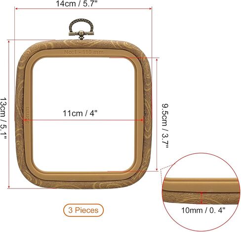 أطواق التطريز patikil 4 × 3.7 بوصة، 3 قطع إطار مربع خشبي مقلد عبر غرزة حلقة للتطريز فن الخياطة والحلي المعلقة in Saudi Arabia