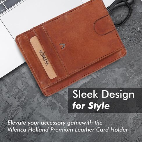 Genuine Leather RFID-Blocking Card Holder: Sleek Design for Style, Functionality & Ultimate Security (Red) in Kuwait