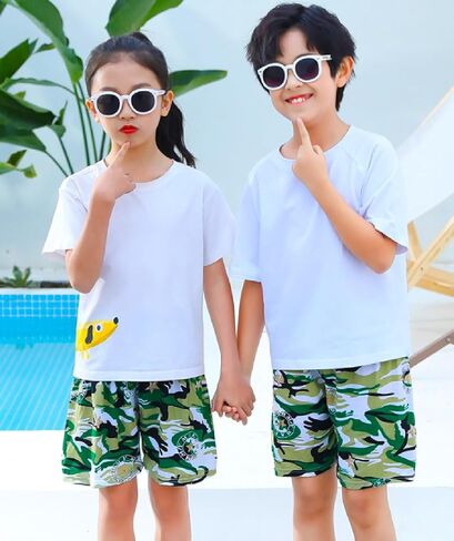 Toddler Boys Girls Printed Beach Shorts Kids Cartoon Graffiti Casual Shorts Cotton Poplin Lightweight Summer Trunks in Kuwait