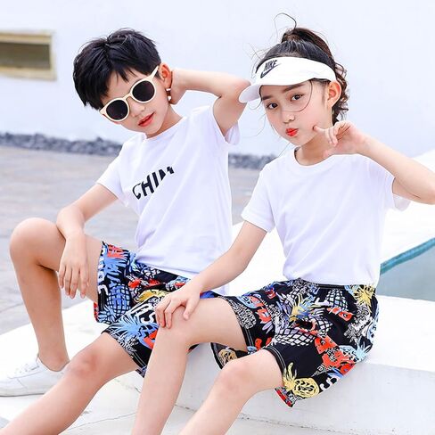 Toddler Boys Girls Printed Beach Shorts Kids Cartoon Graffiti Casual Shorts Cotton Poplin Lightweight Summer Trunks in Kuwait
