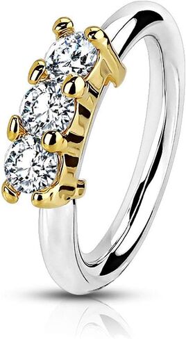 Forbidden Body Jewelry 20g 8mm Surgical Steel Bendable Nose Ring and Cartilage Hoop Lined with 3 CZ Gems in Saudi Arabia