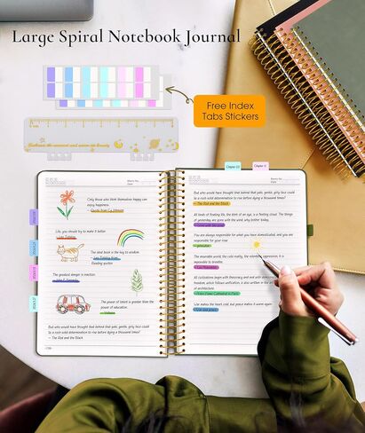 Spiral Notebook Journal with 300 Numbered Pages, Lined Hardcover Leather Spiral Journals for Men Women, B5 College Ruled Notebooks 7.6"x10", 100GSM Thick Spiral Notebook for Writing Work School, Black in Saudi Arabia