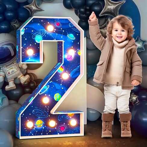 imprsv Marquee Numbers Construction 2nd-Birthday Decorations: 3ft Large Light Up Number 2 Truck Vehicles Two Year Old Party Decor Favors Second Birthday Decoration in Saudi Arabia