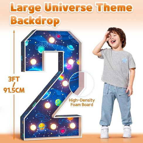 imprsv Marquee Numbers Construction 2nd-Birthday Decorations: 3ft Large Light Up Number 2 Truck Vehicles Two Year Old Party Decor Favors Second Birthday Decoration in Saudi Arabia