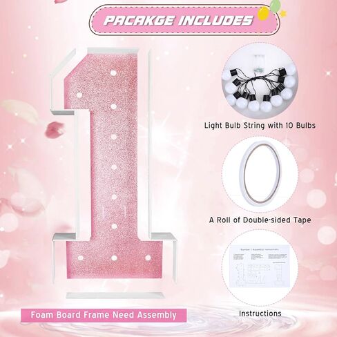 أرقام مضيئة بطول 3 أقدام، أرقام سرادق عملاقة، أرقام فسيفساء للبالونات، علامات أرقام مضيئة كبيرة لتزيين حفلات الزفاف والذكرى السنوية لعيد الميلاد (رقم 1) in Kuwait