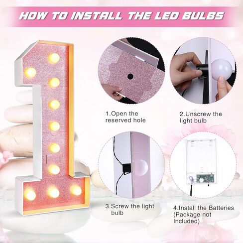 أرقام مضيئة بطول 3 أقدام، أرقام سرادق عملاقة، أرقام فسيفساء للبالونات، علامات أرقام مضيئة كبيرة لتزيين حفلات الزفاف والذكرى السنوية لعيد الميلاد (رقم 1) in Kuwait