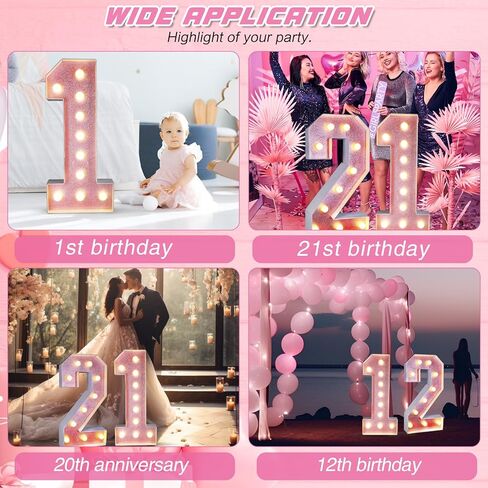 أرقام مضيئة بطول 3 أقدام، أرقام سرادق عملاقة، أرقام فسيفساء للبالونات، علامات أرقام مضيئة كبيرة لتزيين حفلات الزفاف والذكرى السنوية لعيد الميلاد (رقم 1) in Kuwait