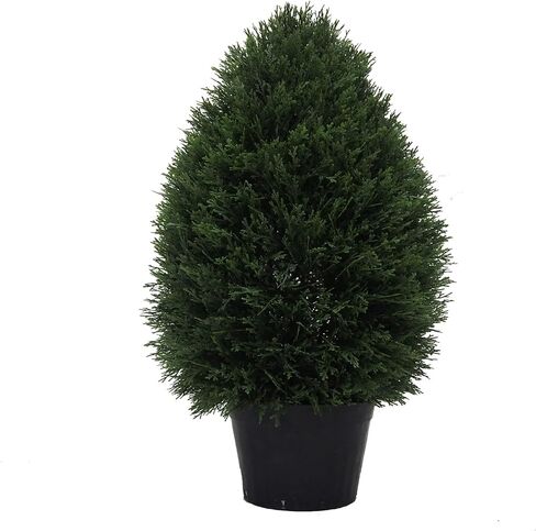 Vickerman 24" Artificial Potted Cedar Teardrop Shaped Bush - Realistic Faux Cedar Topiary Decoration - for Indoor/Outdoor Use - Reliable and Durable in Saudi Arabia