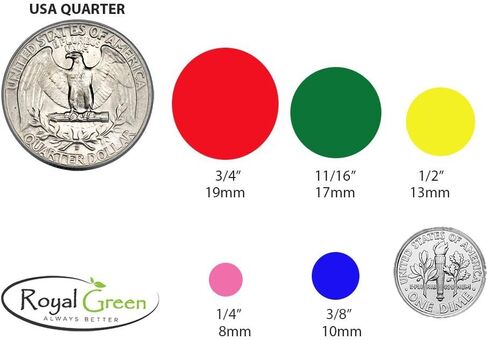 Royal Green Color Coding Labels 3/8 Round 10 mm - Dot Stickers - 0.375 inch Rounds White Sticker - 2100 Pack in Saudi Arabia