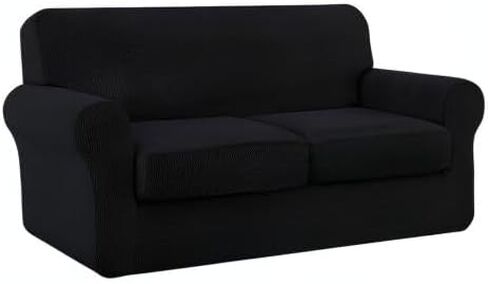 SyMax Couch Cover Sofa Slipcover Chair Slipcover 2 Piece Sofa Covers Couch Slipcover Stretch Furniture Protector Washable (Chair, Light Grey) in Saudi Arabia