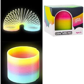 The Dreidel Company Plastic Coil Spring, Glow-In-The-Dark Magic Rainbow Slingy, Party Favor, Birthday Bag Filler, Stocking Stuffers, 3" (80MM) (Single)