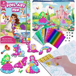 homicozy Art & Craft Activity for Kids-Foil Fun Mermaid,No Mess Art Crafts for Girls,DIY Foil Foam Stickers,Creative Activity Kits,Kids Travel Toys,Gifts for Girls & Boys Ages 4-10