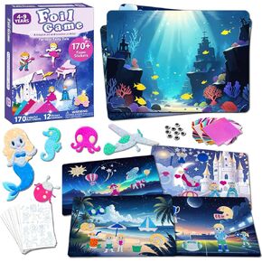 CVVDOOK 170 Foam Stickers Foil Art Fun Toys,Arts and Crafts Activity for Kids,12 Wonderful Themes: Princesses, Castles, Lighthouses, Sea, Sports, Sky,etc.Birthday or Christmas Gifts for Children