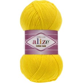 55% Cotton 45% Acrylic Alize Cotton Gold Yarn 1 Skein/Ball 100 gr 360 yds (110-Yellow)