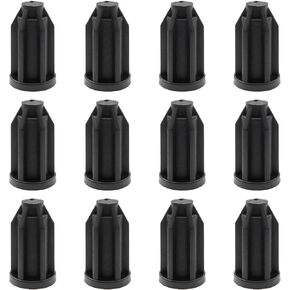 12 PCS Caster Socket Sleeve Round Inserts Plastic Caster Socket Caster Socket Sleeve 7/16 Inch Inner Rod Black Round (ID 0.45-inch)