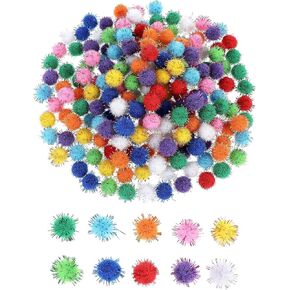 Tyqour 200pcs 0.6 Inch Multicolor Bulk Pom Poms Balls for Crafts DIY Art Creative Crafts Decorations