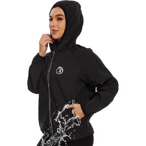 Rain Jacket for Women Waterproof Rain Suit Top Rain Coats with Zipper Hood Hiking Rain Gear for Outdoor Sports