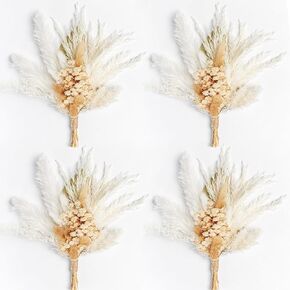 Small Dried Flowers Bouquet Set of 4, Farmhouse Decor, Boho Flowers for Decoration, Mix Preserved Flowers for Home Decor (Black)