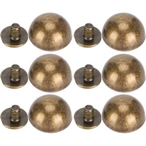 GLOGLOW Button Stud, 30 Sets Mushroom Screwback Studs Rivets Bronze‑Coloured Dome Studs Button Handbag Feet Nailheads Leather Craft Decoration 12MM