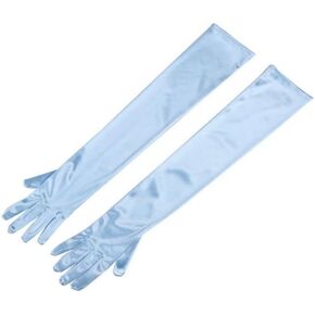 Utopiat Audrey Styled Replica Holly Golightly Satin Opera Gloves for Women | Classic Long Gloves Elbow Length | Long Flapper Evening Glove | Accessories for Girls | Color-Cinderella Blue