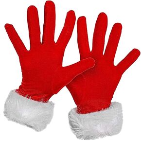 Numjaw Red Fur Costume Gloves,Red Velvet Gloves With White Furry Cuff, Mrs Claus Costume Adult Women Whoville Costumes For Women Christmas Accessories Martha May Whovier Costume Cindy Lou Who Costume