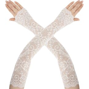 Long Lace Gloves Fingerless, Lace Sleeves, Lace Gloves Women Tea Party Wedding, Bridal Sleeves