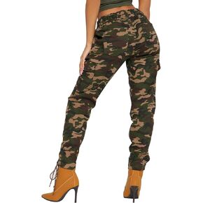 Women's Camo Cargo Jogger Pants – Slim Fit Army High Waisted Fatigue Elastic Waistband Camouflage Y2K Sweatpants