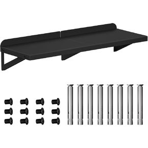 رف من الفولاذ المقاوم للصدأ مثبت على الحائط مقاس 12 × 24 بوصة، أرفف تجارية بوزن 230 رطل، أرفف عائمة، أرفف معدنية، رف تخزين عالي التحمل للمطعم، المطبخ، المنزل والفندق، البار، المرآب (أسود) in Kuwait